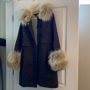 Marc By Marc Jacobs Brown Coat w/ Coyote Fur Small